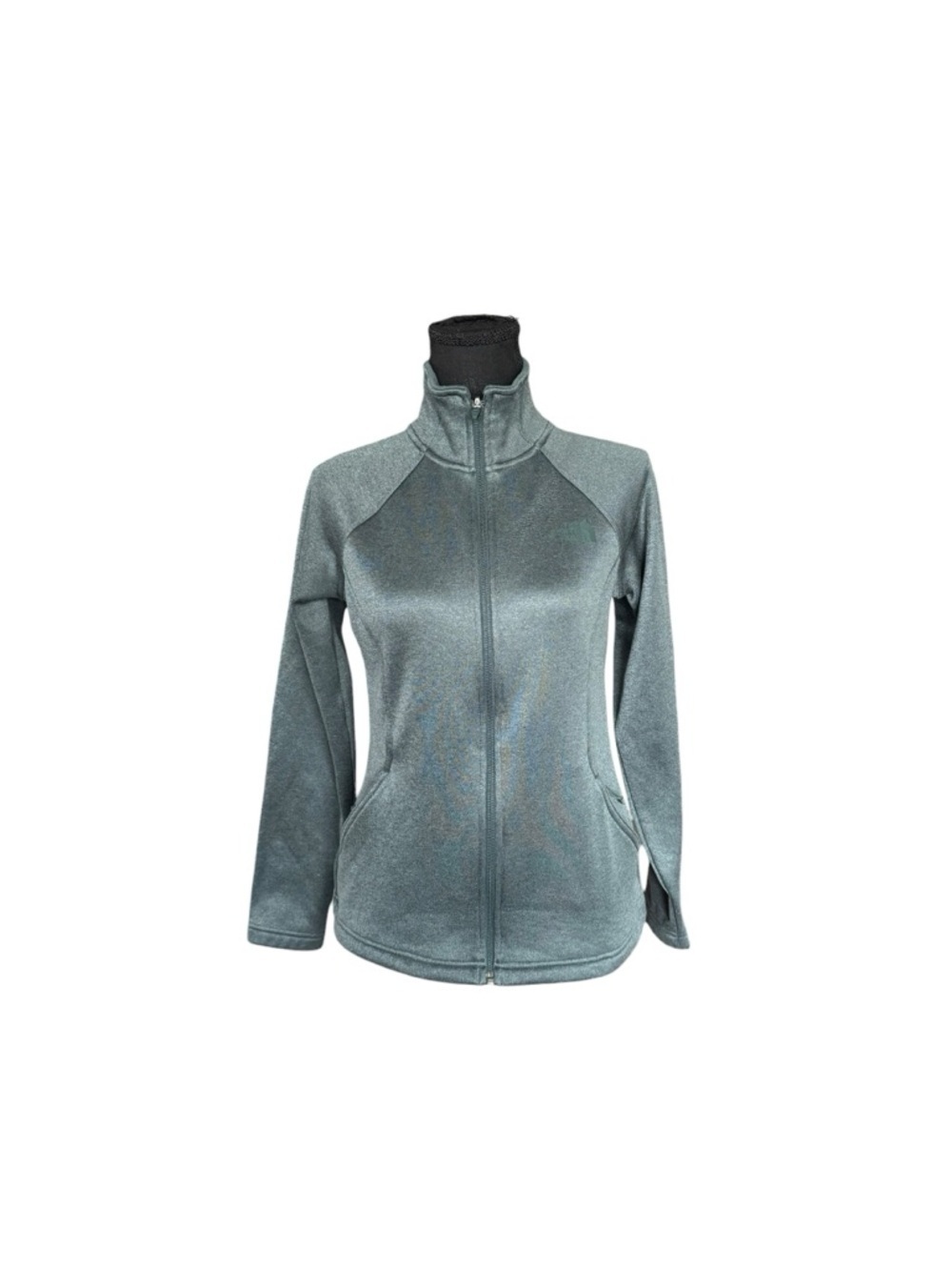 The North Face Fleece Zip Jacket Gray/Green Women’s S Cozy Athleisure Outdoor